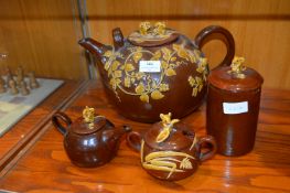 Stoneware Pottery Large Teapot, Small Teapot, Suga