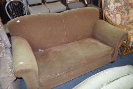 1930's Brown Upholstered Drop Arm Sofa