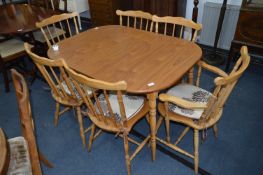 Walnut Effect Beech Framed Drawer Leaf Dining Tabl