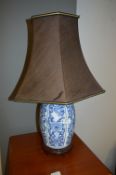 Chinese Blue & White Pottery Table Lamp with Shade