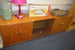 Teak Sideboard Unit with Central Sliding Glass Doo