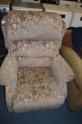Brown Floral Patterned Electric Reclining Armchair