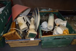 Two Baskets of Assorted Pottery, Meat Plates, Tabl