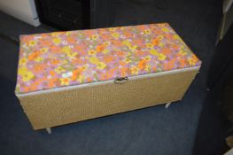 Wicker Ottoman with Floral Patterned Top