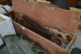 Tool Box and Contents of Four Hand Saws