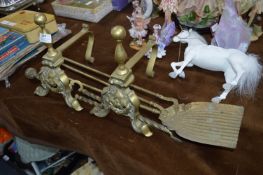 Brass Fire Irons and Fire Dogs