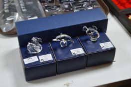 Set of Three Crystal Glass Ornaments - Dolphin, Sw
