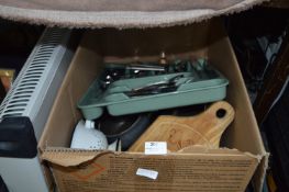 Box Containing Pans, Cauldron, Viners Stainless St