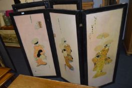 Three Fold Screen with Painted Panels - Japanese G