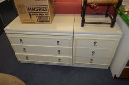 Cream Melamine Three Drawer Chest and Side Cabinet