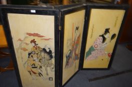 Three Fold Screen with Painted Panels - Japanese G