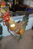 *PAINTED TIN GARDEN DECORATION - HEN