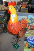 *PAINTED TIN GARDEN DECORATION - CHICKEN