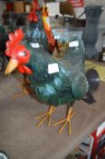 *PAINTED TIN GARDEN DECORATION - HEN
