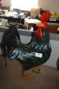 *PAINTED METAL GARDEN DECORATION - COCKEREL