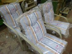 *Six Metal Framed Garden Chairs (Three with Cushio