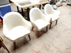 Three Vintage Style Leather Tub Seats