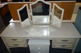 White Melamine Dressing Table with Mirror and Thre