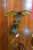 Swarovski Cut Glass Ornament - Kingfishers on Plated Stand