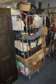 Cage Lot; Quantity of Books, Toys, Table Lamps, Ha