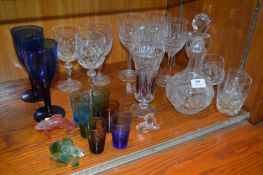 Assorted Drinking Glassware, Decanter and Small Or