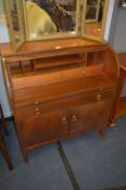 Teak Effect Roll Top Bureau