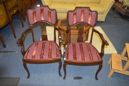 Pair of Reupholstered Edwardian Walnut Armchairs