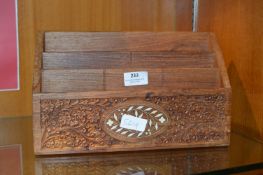 Carved Indian Teak Letter Rack