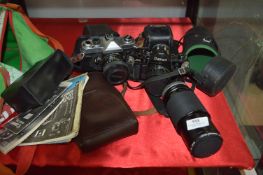 Fujica ST705 Camera, Canon A1 Camera, Vivitar 200m