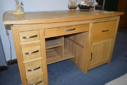 Light Oak Twin Pedestal Desk