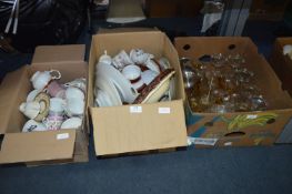 Three Boxes of Dinner & Tea Ware, Fruit Bowls, Mug