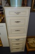 Pair of Cream Melamine Three Drawer Side Cabinet