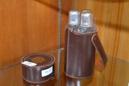 Leather Cased Triple Section Bottle Flask