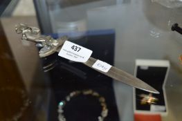 Pewter Crystal Unicorn Handled Paper Knife