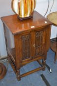 Oak Side Cabinet with Carved Panel Doors