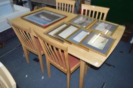 Large Beech Effect Rectangular Dining Table with F