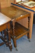Oak Two Teir Trolley Table on Barley Twist Legs
