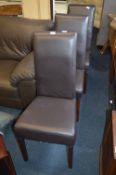 Set of Four Brown Leatherette Highback Dining Chairs