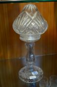 1920's Cut Glass Oil Lamp Style Table Lamp with Sh