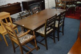 Oak Refectory Dining Table with Four Dining Chairs