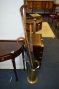 Brass Stick Stand with Umbrellas and Shepherds Cro