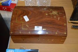 Rosewood and Brass Inlaid Jewellery Box