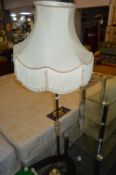 Brass & Onyx Standard Lamp with Shade