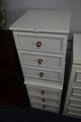 Pair of White Laminated Three Drawer Side Cabinets