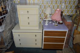 Cream Laminated Three Drawer Chest and a Melamine