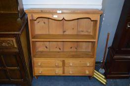 Pine Wall Mounted Shelf Unit with Four Drawers