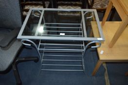 Wrought Metal Glass Topped Kitchen Table with Shel