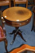 Mahogany Inlaid Drum Table on Pedestal