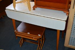 White Formica Drop Leaf Kitchen Dining Table