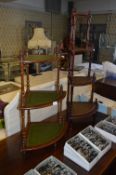 Two Walnut Corner Whatnots